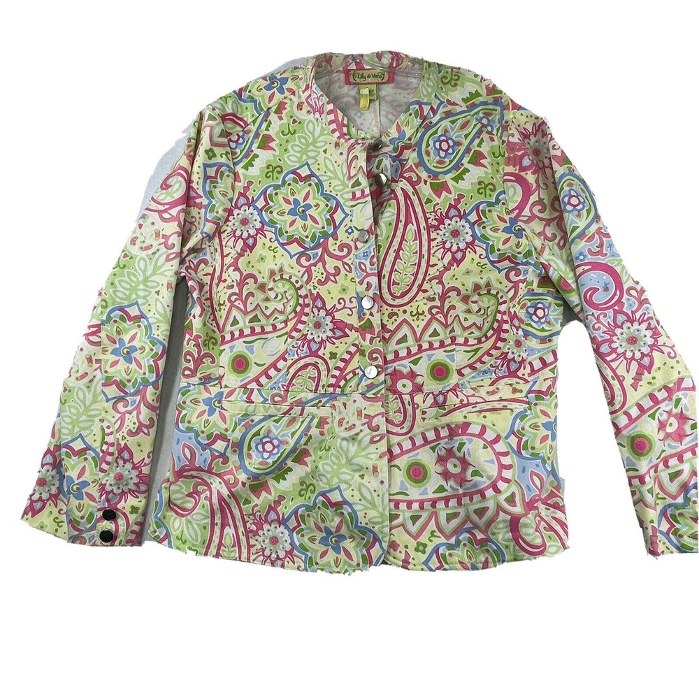 Lilly & Van Womens Size XL Bright Colorful Button Down Blazer Jacket‎